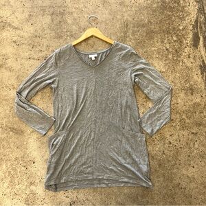 J.Jill Tunic Top w/ Pockets Knit Long Shirt Modal Size M Medium  Heathered Gray